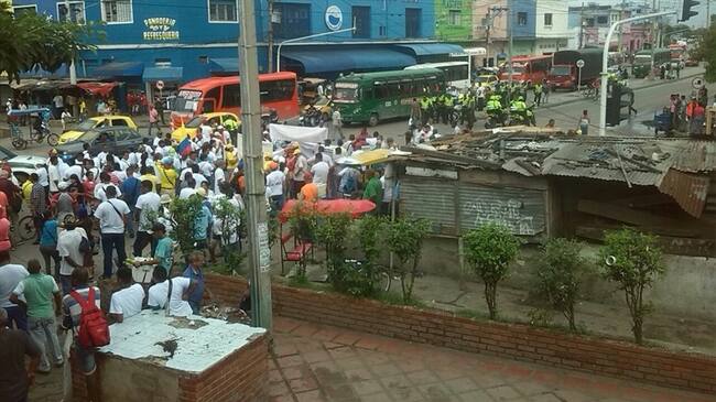 Protestan trabajadores del mercado público de Barranquilla . Foto: Cortesía