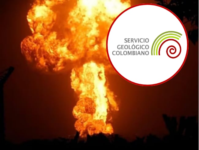 Imagen de Erupción volcan en San Juan de Urabá y logo de el SGC