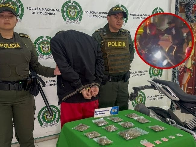 En libertad motociclista que llevaba 11 paquetes de droga y trató de huir en Bucaramanga