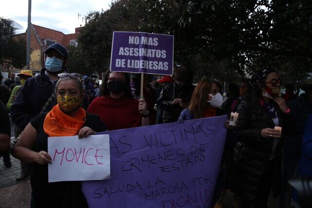 Marcha en Bogotá por integridad de lideresas sociales en el país / Foto: Colprensa