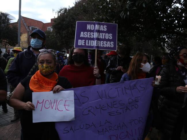 Marcha en Bogotá por integridad de lideresas sociales en el país / Foto: Colprensa