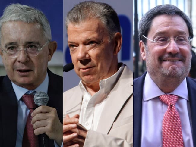 Expresidente Álvaro Uribe, Juan Manuel Santos y Francisco Santos. Foto: Colprensa.
