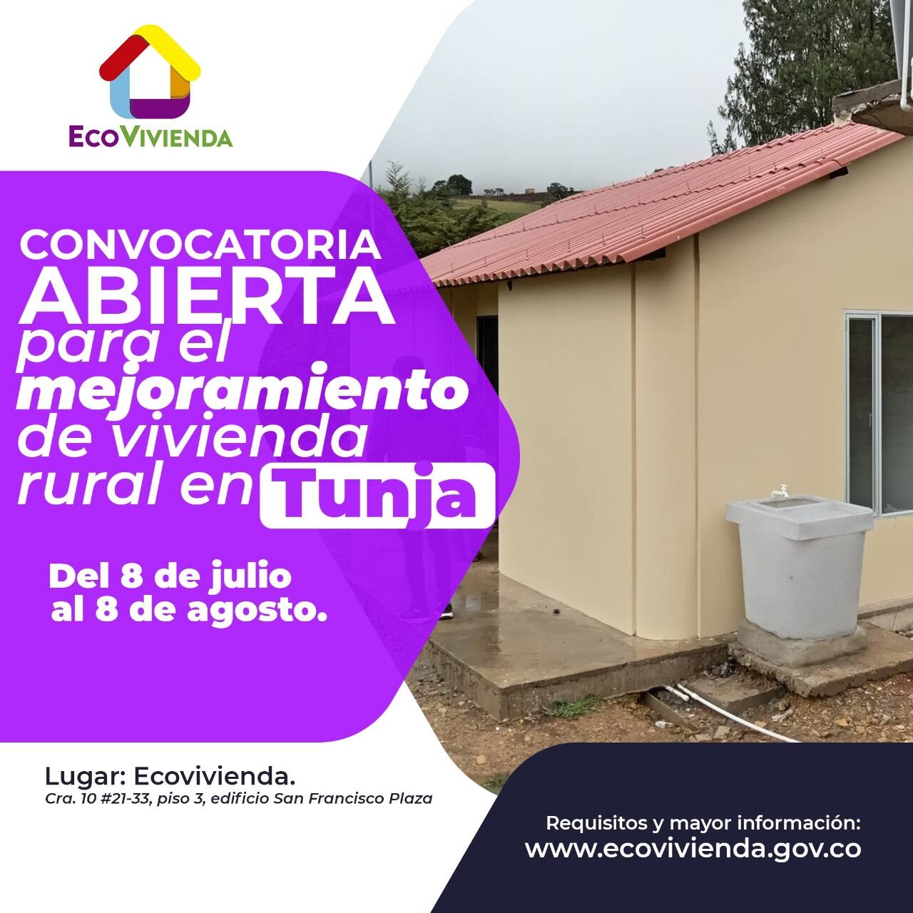 Convocatoria de mejoramiento de vivienda rural en Tunja