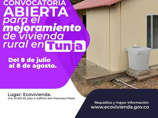 Convocatoria de mejoramiento de vivienda rural en Tunja