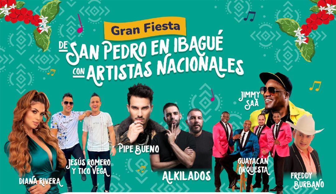 Artistas invitados a los conciertos este fin de semana en Ibagué en el marco de las celebraciones de San Pedro