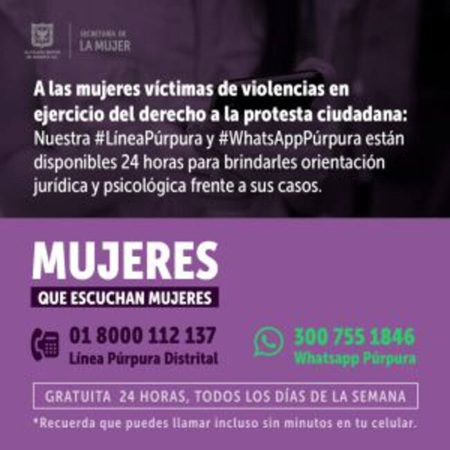 Líneas de atención para mujeres víctimas de violencia en protestas