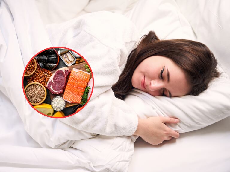 Mujer durmiendo plácidamente y al lado varios alimentos (Fotos vía Getty Images)