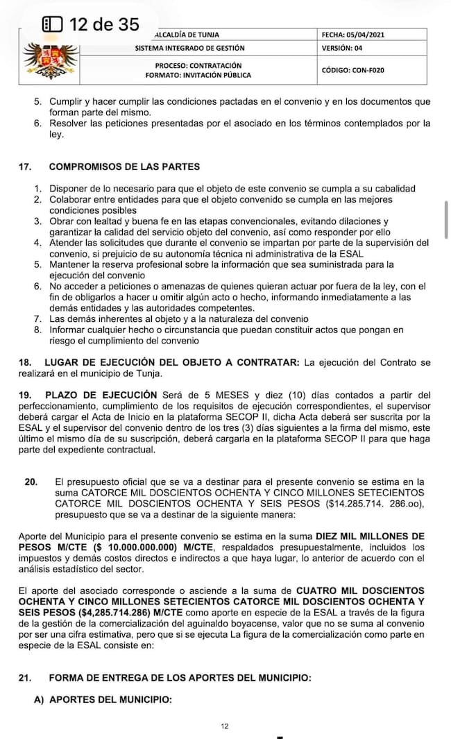 El proceso de licitación para el contrato del Aguinaldo Boyacense 2026 se encuentra en el Secop II