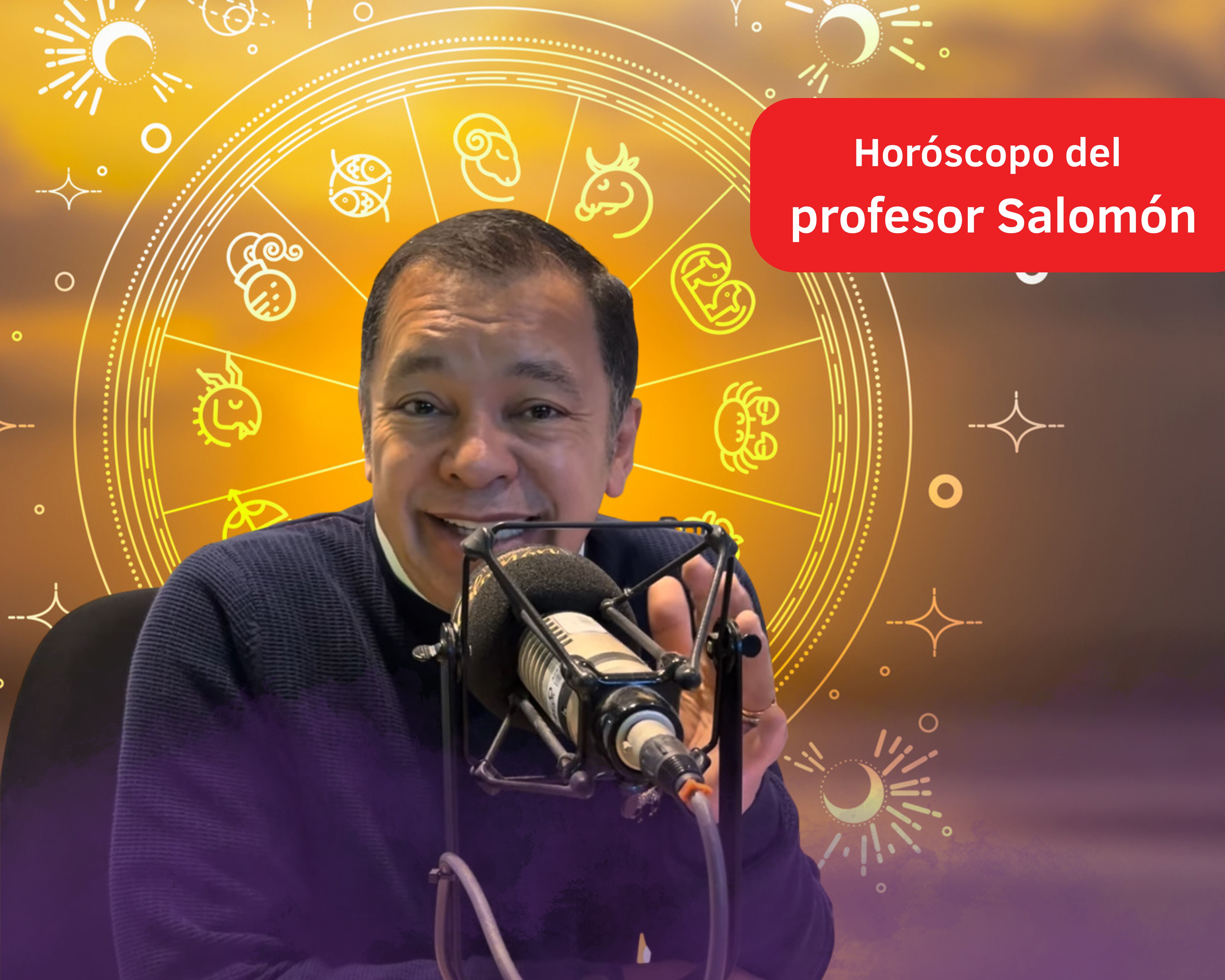 Él es el profesor Salomón, experto en la lectura del Horóscopo y el Tarot (Crédito: Profesor Salomón - Youtube) // De fondo: Imagen ilustrativa del horóscopo (crédito: Getty Images).