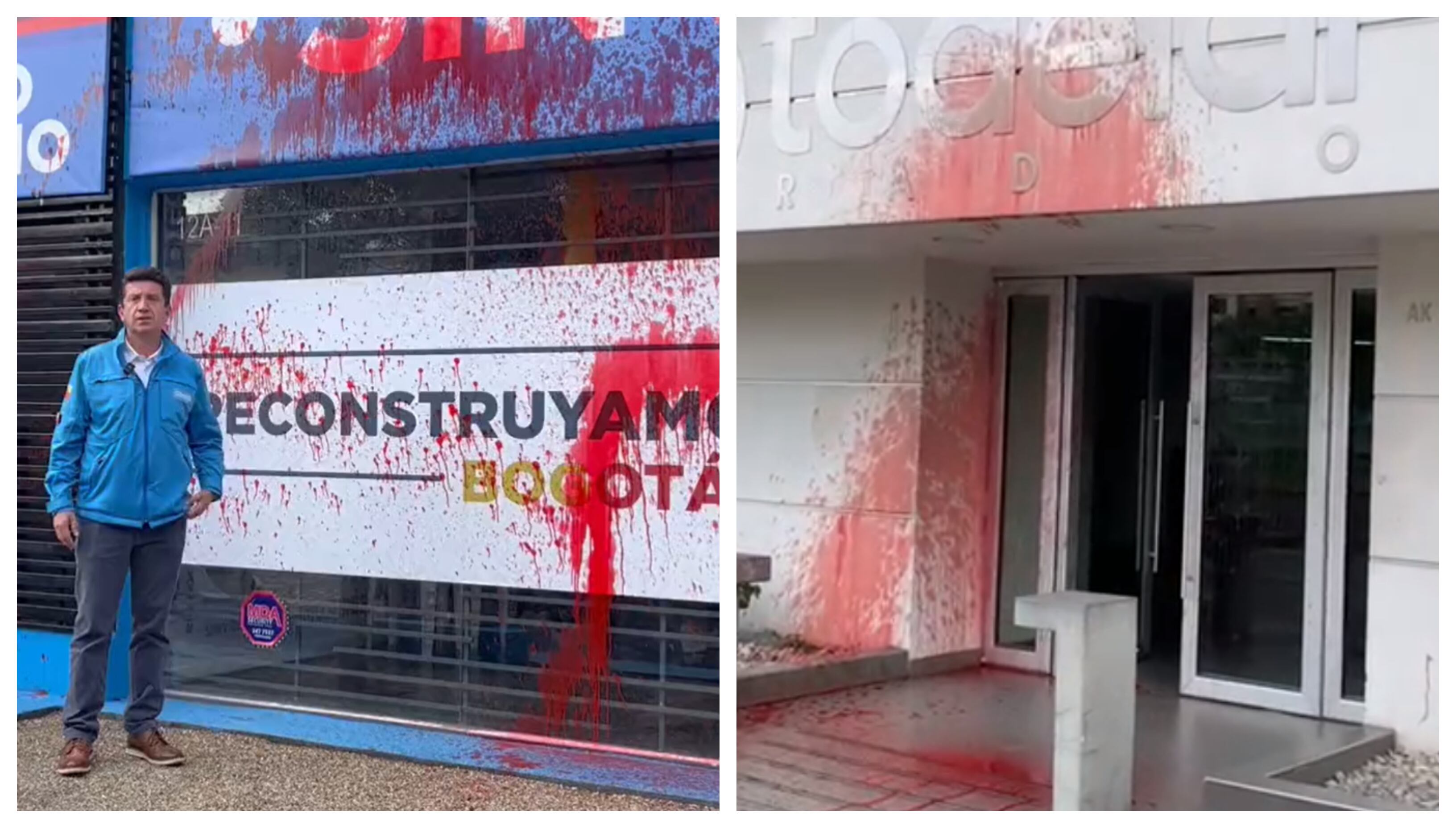 Vandalizan sede de campaña de Diego Molano y edificio de Radio Todelar en Bogotá