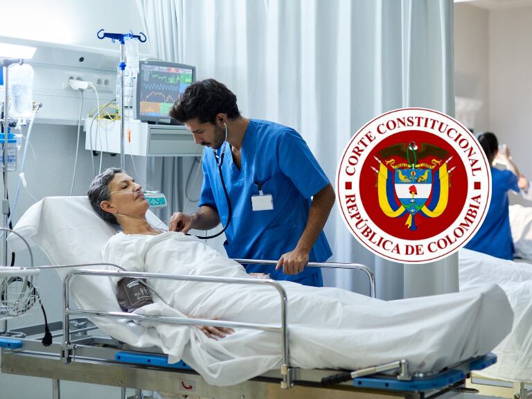 Mujer en hospital en urgencias atendida por enfermero (Getty Images) | Logo de la Corte Constitucional