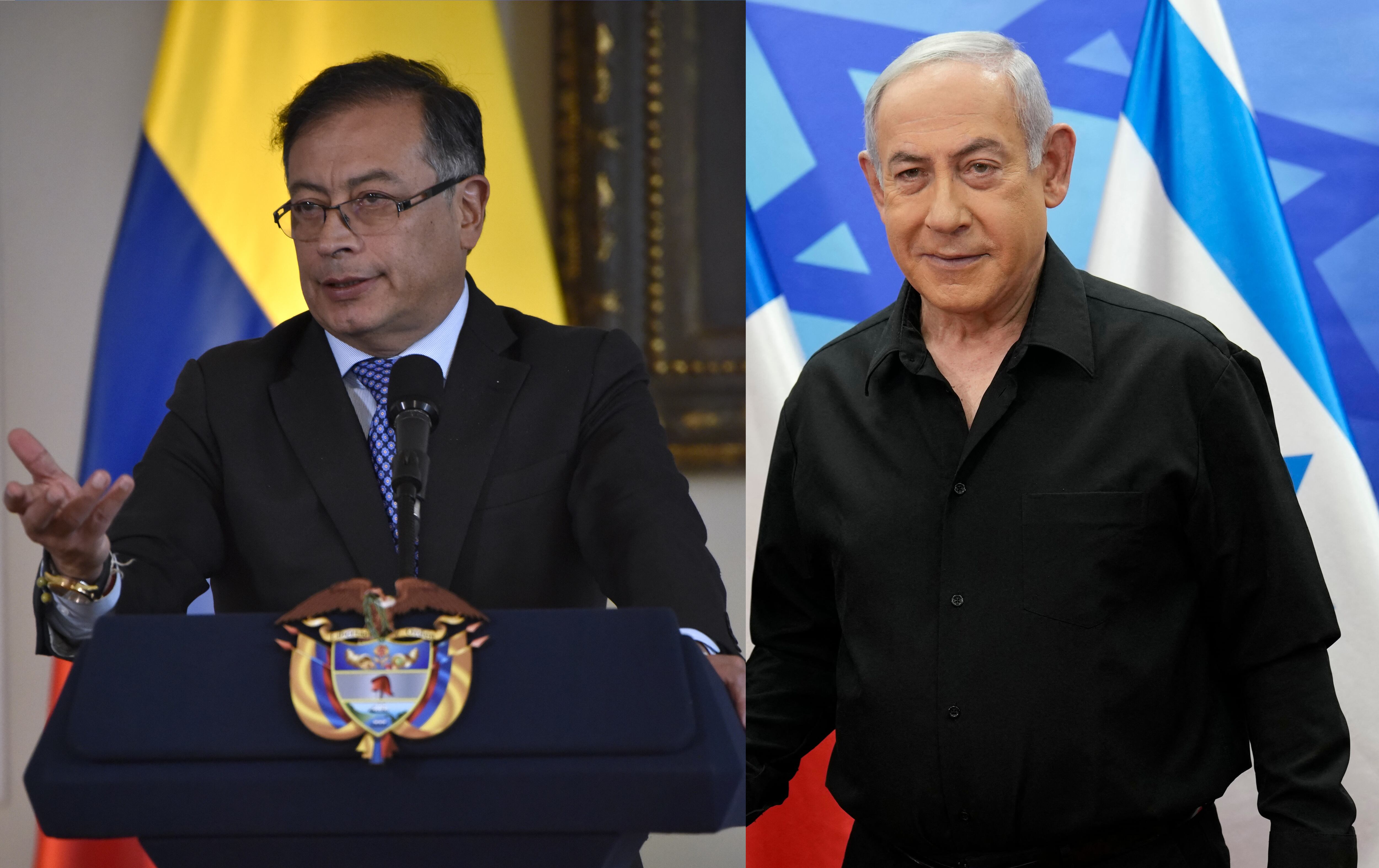 Presidente de Colombia, Gustavo Petro, y el primer ministro israelí Benjamin Netanyahu.