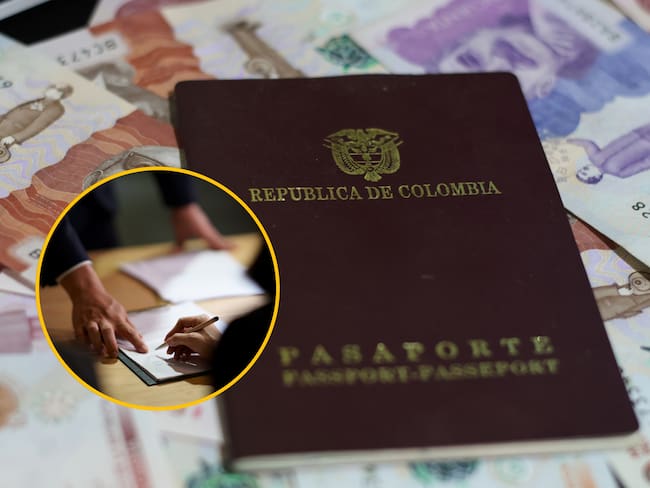Pasaporte colombiano e imagen de referencia de contrato. Fotos: Getty Images