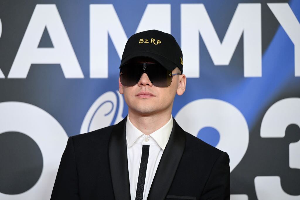 SEVILLE, SPAIN - NOVEMBER 16: Bizarrap poses with the awards for Song of the year, Best pop song and Best urban song during The 24th Annual Latin Grammy Awards on November 16, 2023 in Seville, Spain. (Photo by Borja B. Hojas/Getty Images for Latin Recording Academy)