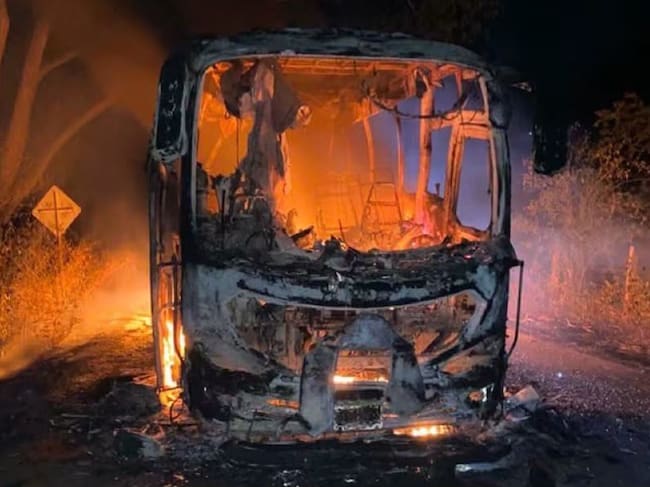 Cointrasur suspende servicio tras incineración de uno de sus buses en el sur del Tolima. Foto: suministrada.