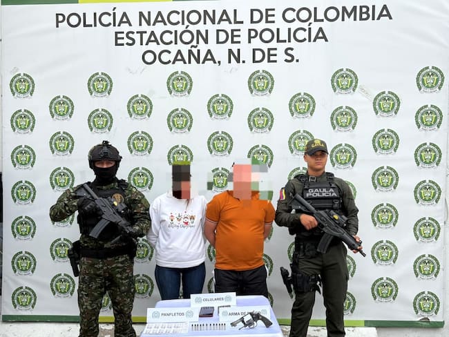 Capturan en Ocaña a alias “Winnie Pohh” y “Veneca”, extorsionistas de Los Pelusos. / Foto: DENOR.