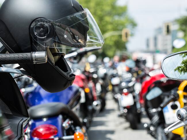 Motorcycles with a motorcycle helmet