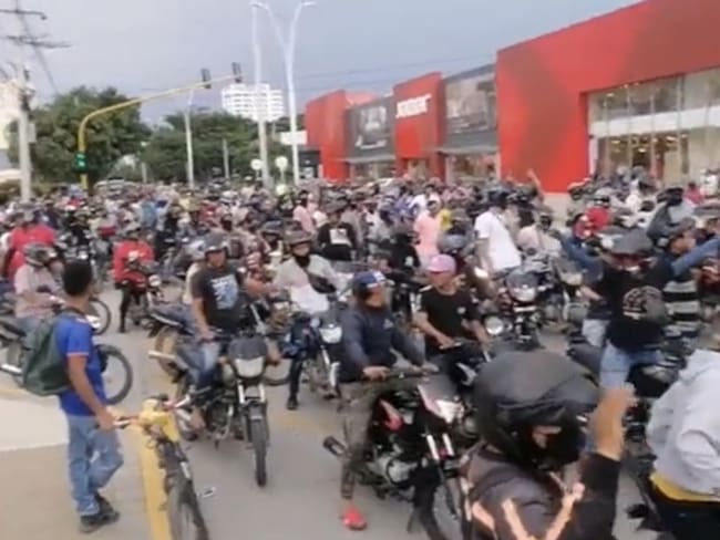 Protesta de motociclistas en Santa Marta