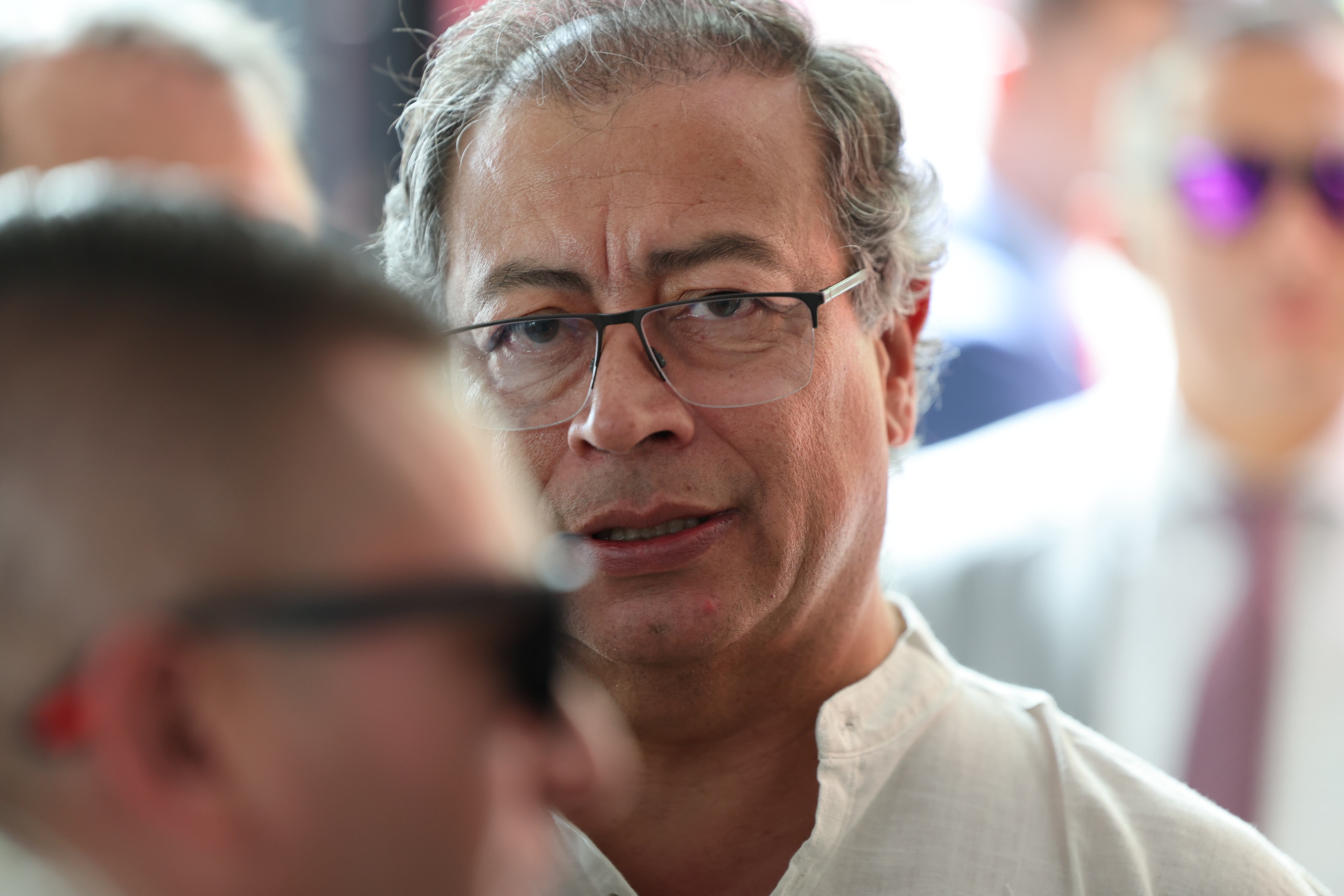 PARÍS, 25/07/2024.- El presidente colombiano, Gustavo Petro, durante la inauguración de la Casa Colombia, ubicada en el Parc de la Villette de la capital francesa, este jueves. EFE/ Miguel Gutiérrez