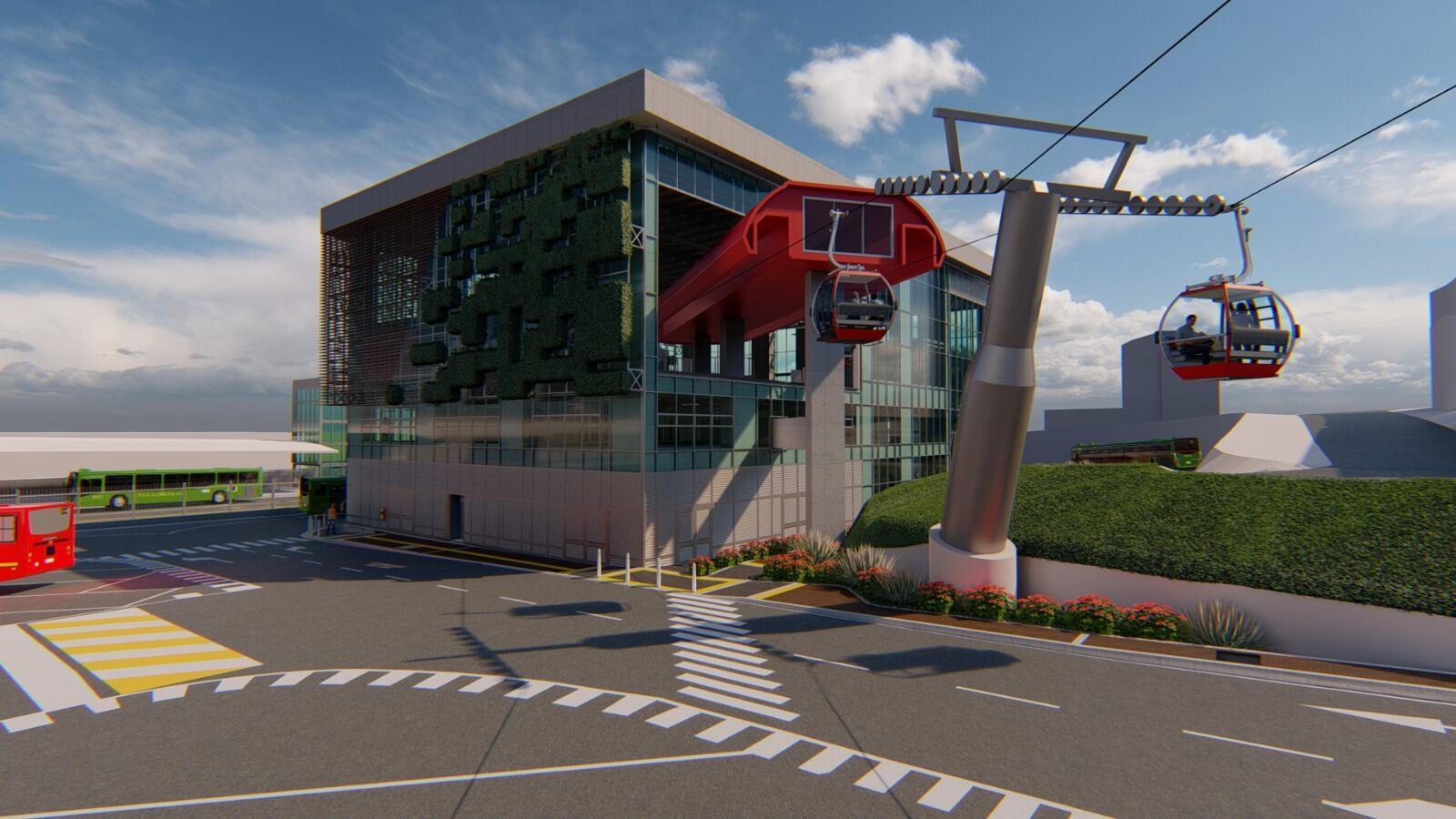 Proyecto de cable aéreo de San Cristóbal en Bogotá. Foto: IDU