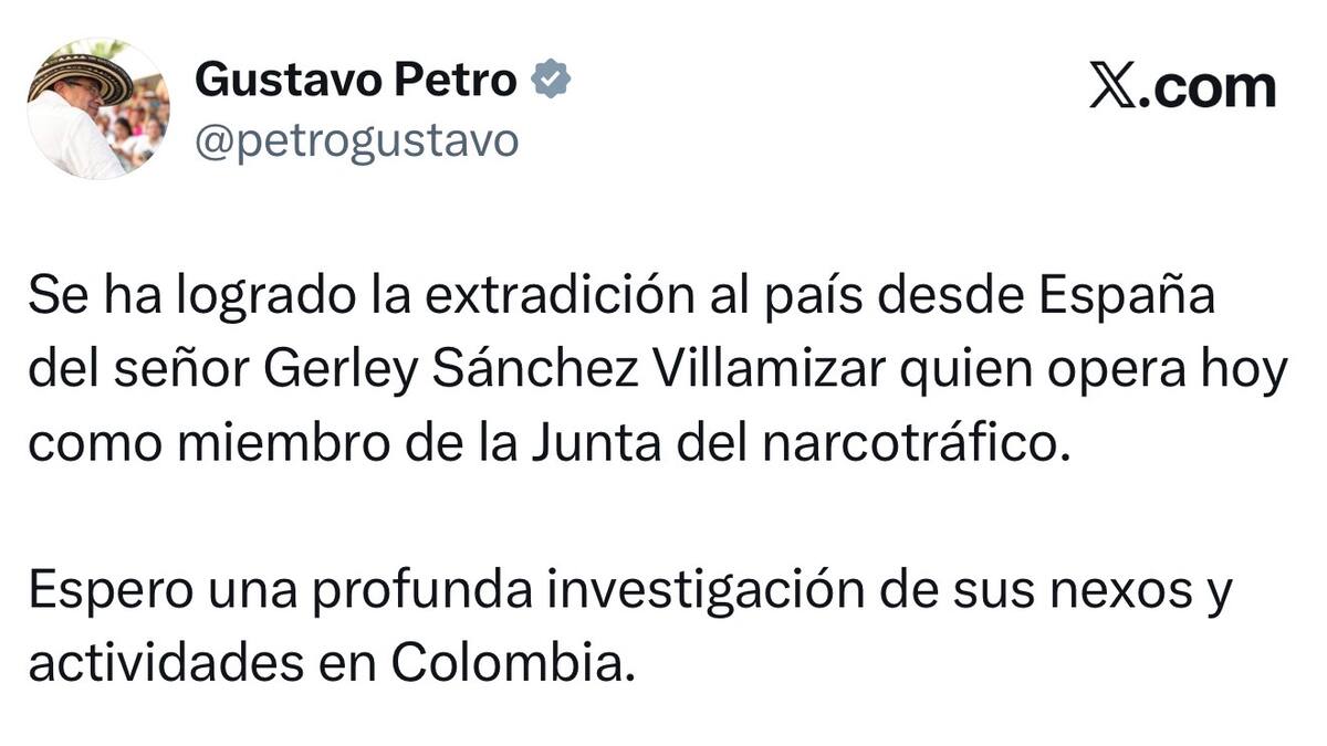 Petro confirmó extradición desde España de ‘Mono Gerley’, presunto cabecilla financiero del ELN