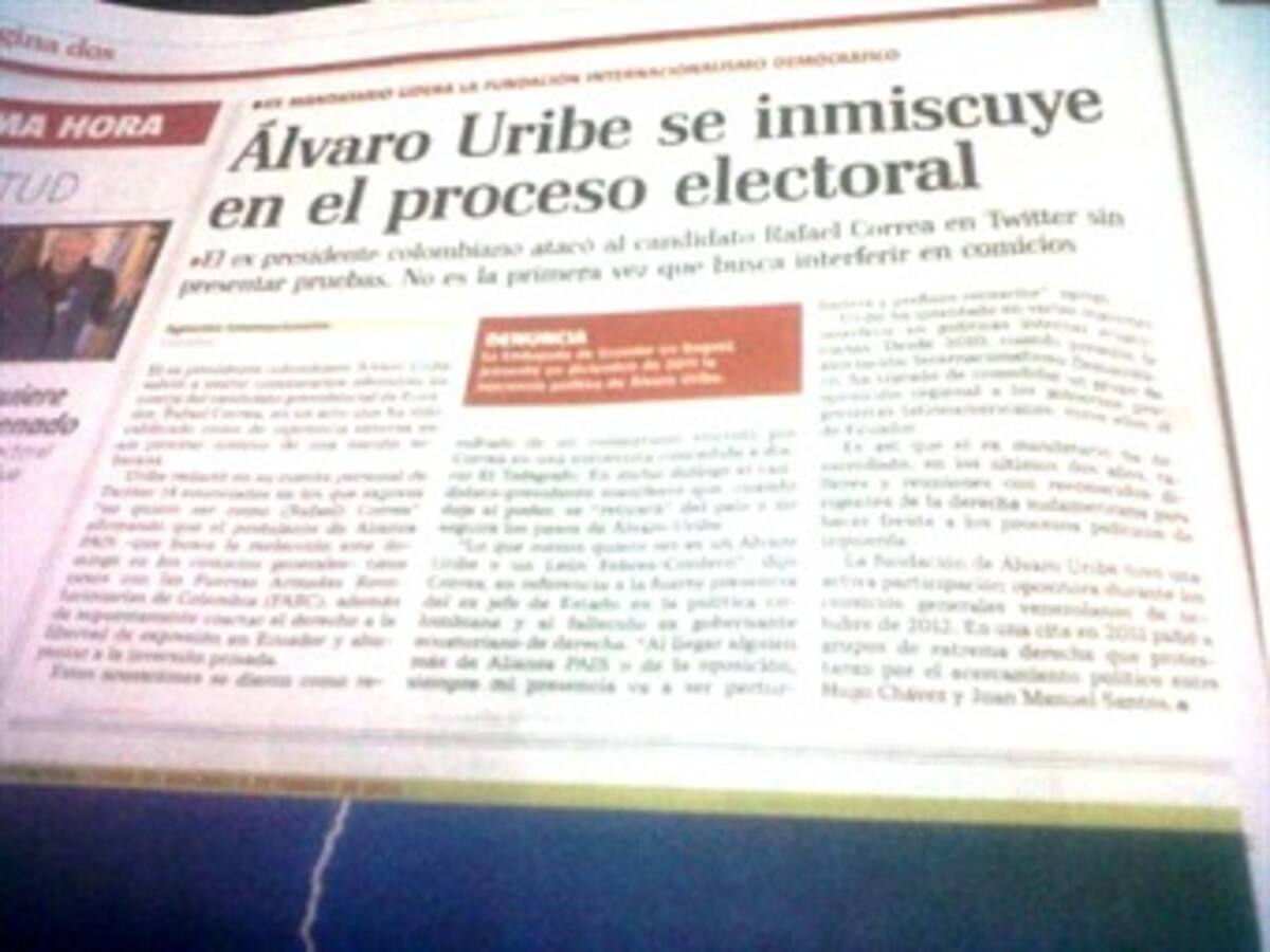 Uribe ataca sin pruebas al presidente Rafael Correa: El Telégrafo
