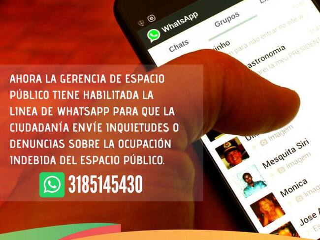 WhatsApp para denuncias sobre invasión del espacio público en Cartagena