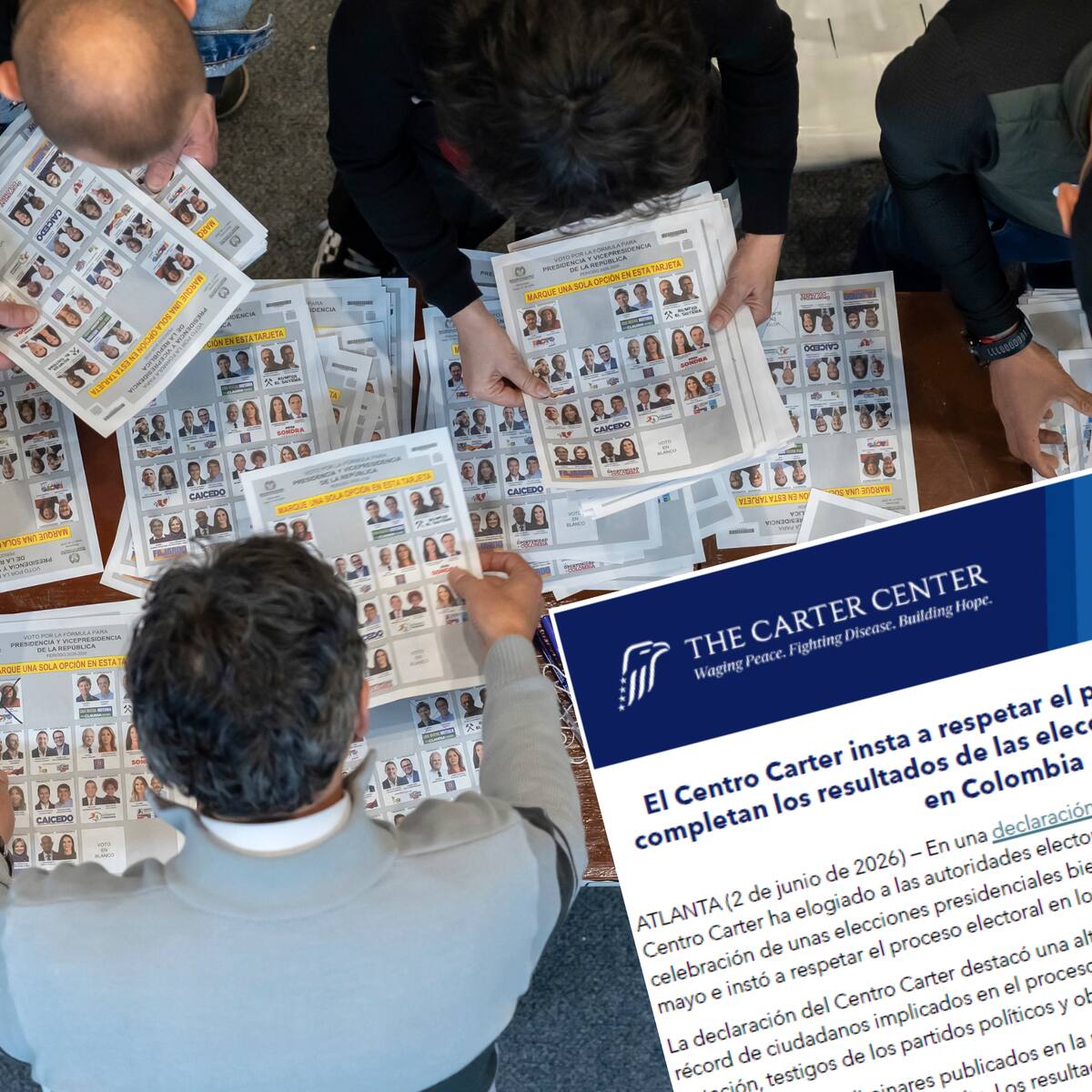 Centro Carter pide respetar resultados electorales en Colombia y destaca transparencia en la jornada