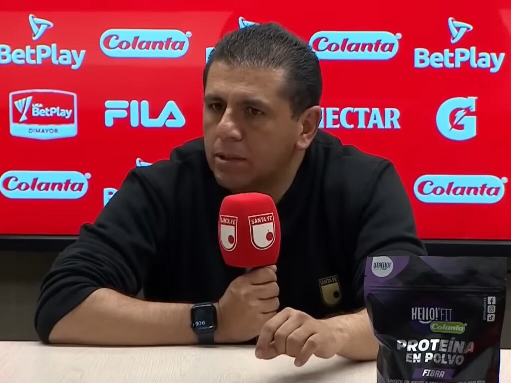 Francisco López, director técnico de Santa Fe, en rueda de prensa tras la derrota con Millonarios / Dimayor