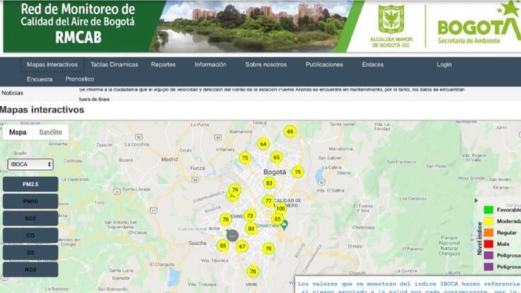 Mejoran la calidad del aire este domingo en Bogotá