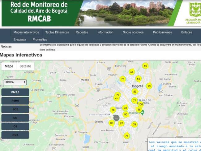 Mejoran la calidad del aire este domingo en Bogotá