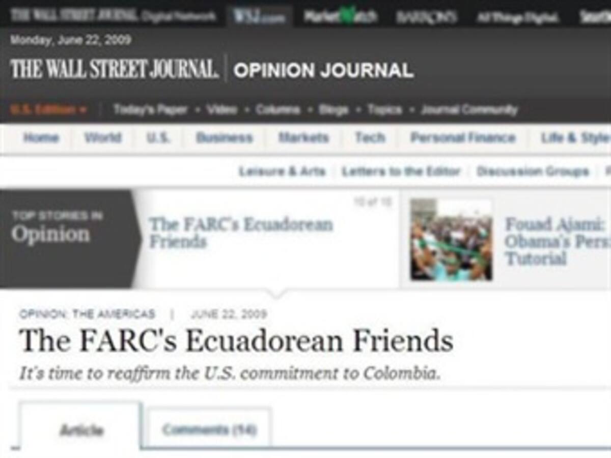 Ecuador pide rectificación al diario The Wall Street Journal, por vincularlo con las Farc