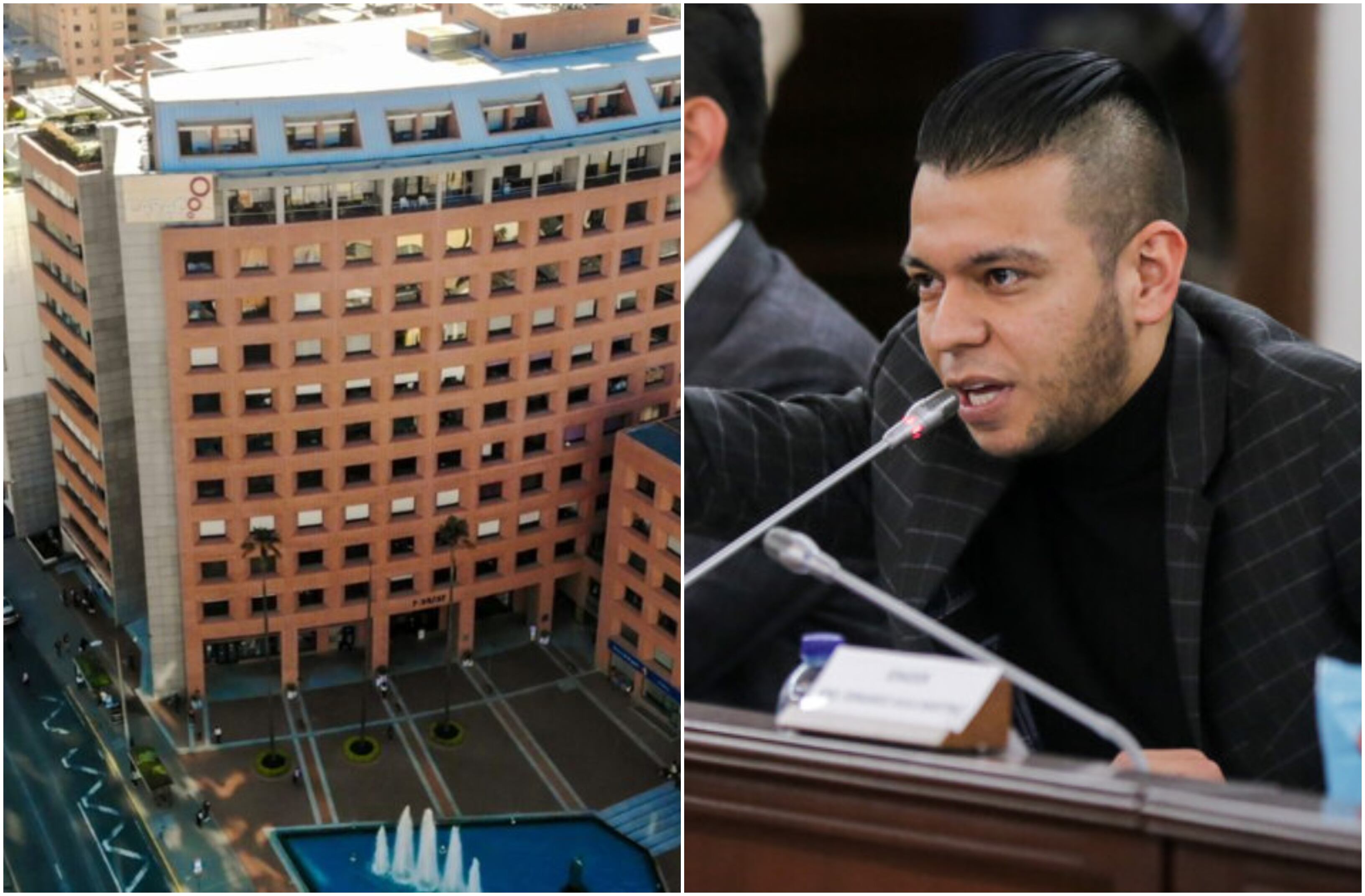 Edificio de Caracol Radio en Bogotá y senador Jota Pe Hernández (Colprensa).