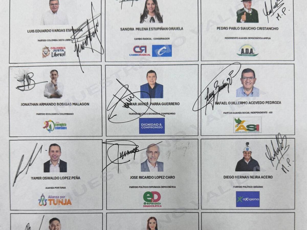 Este es el tarjetón para las elecciones atípicas de Tunja