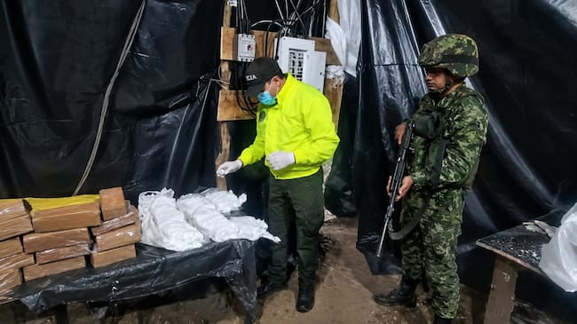 El laboratorio fue descubierto en zona rural del municipio de Mercaderes. Crédito: Ejército Nacional.