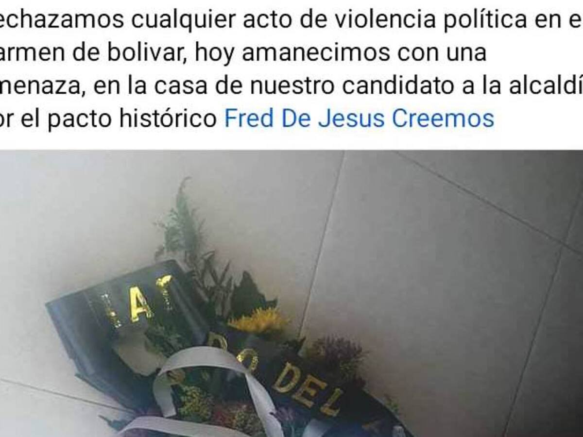 Amenazado candidato a la Alcaldía de El Carmen de Bolívar del Pacto Histórico