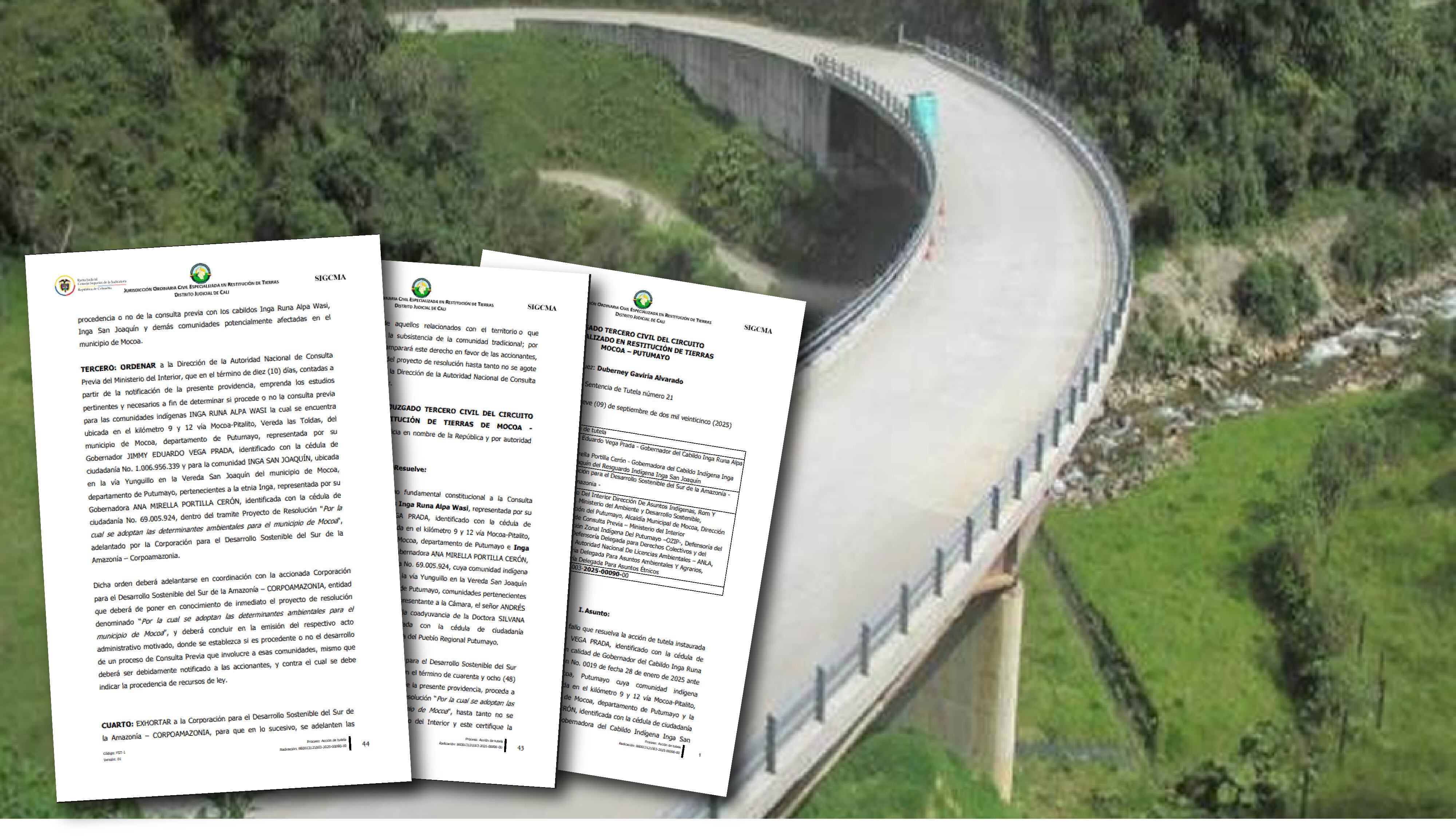 Variante San Francisco, Mocoa - Putumayo- fallo de tutela del juzgado de Restitución de Tierras