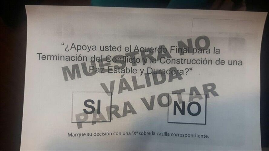 Tarjetón del plebiscito. Foto: