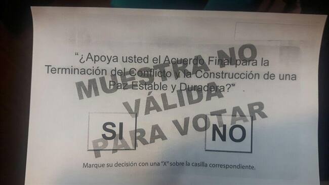 Tarjetón del plebiscito. Foto: