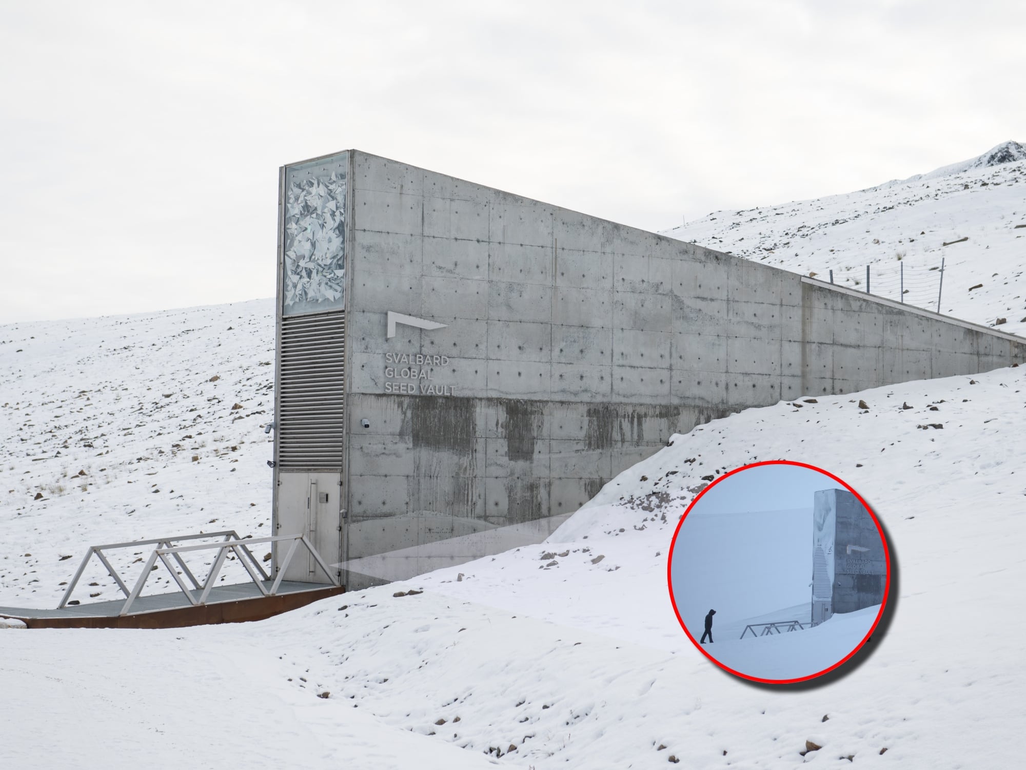 Bóveda Global de Semillas de Svalbard, también conocida como la 'Bóveda del fin del mundo'. Fotos: Getty Images.
