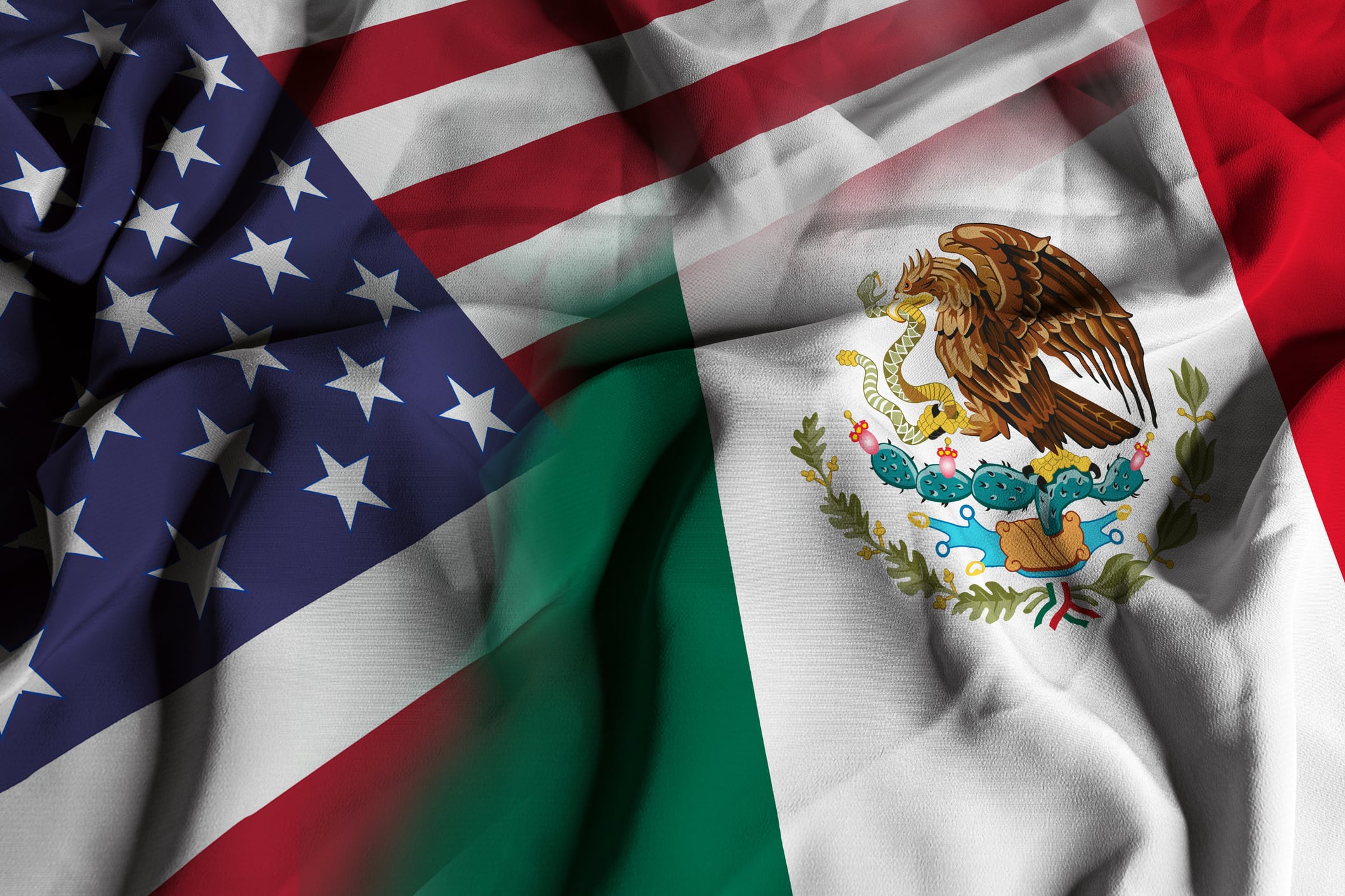 Banderas Estados Unidos y México. Foto: Getty Images