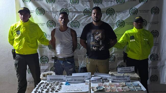 Policía captura a dos presuntos expendedores de drogas en Mompox