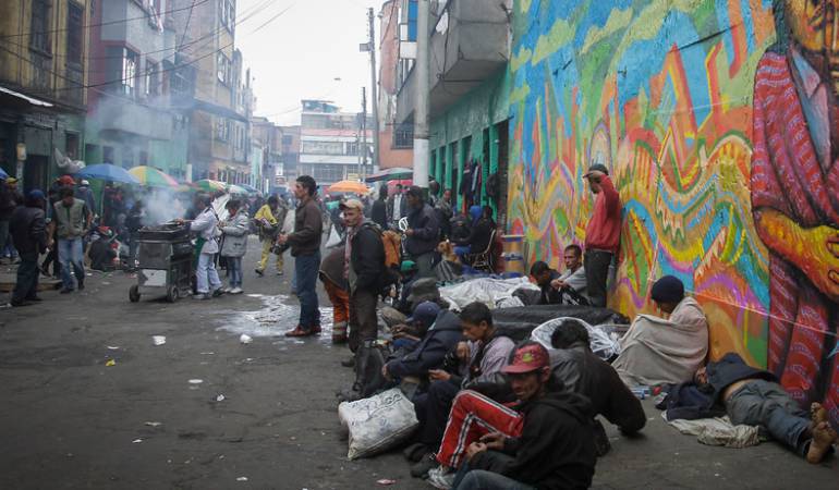 Los indigentes llegaron tras la intervención del bronx en Bogotá.