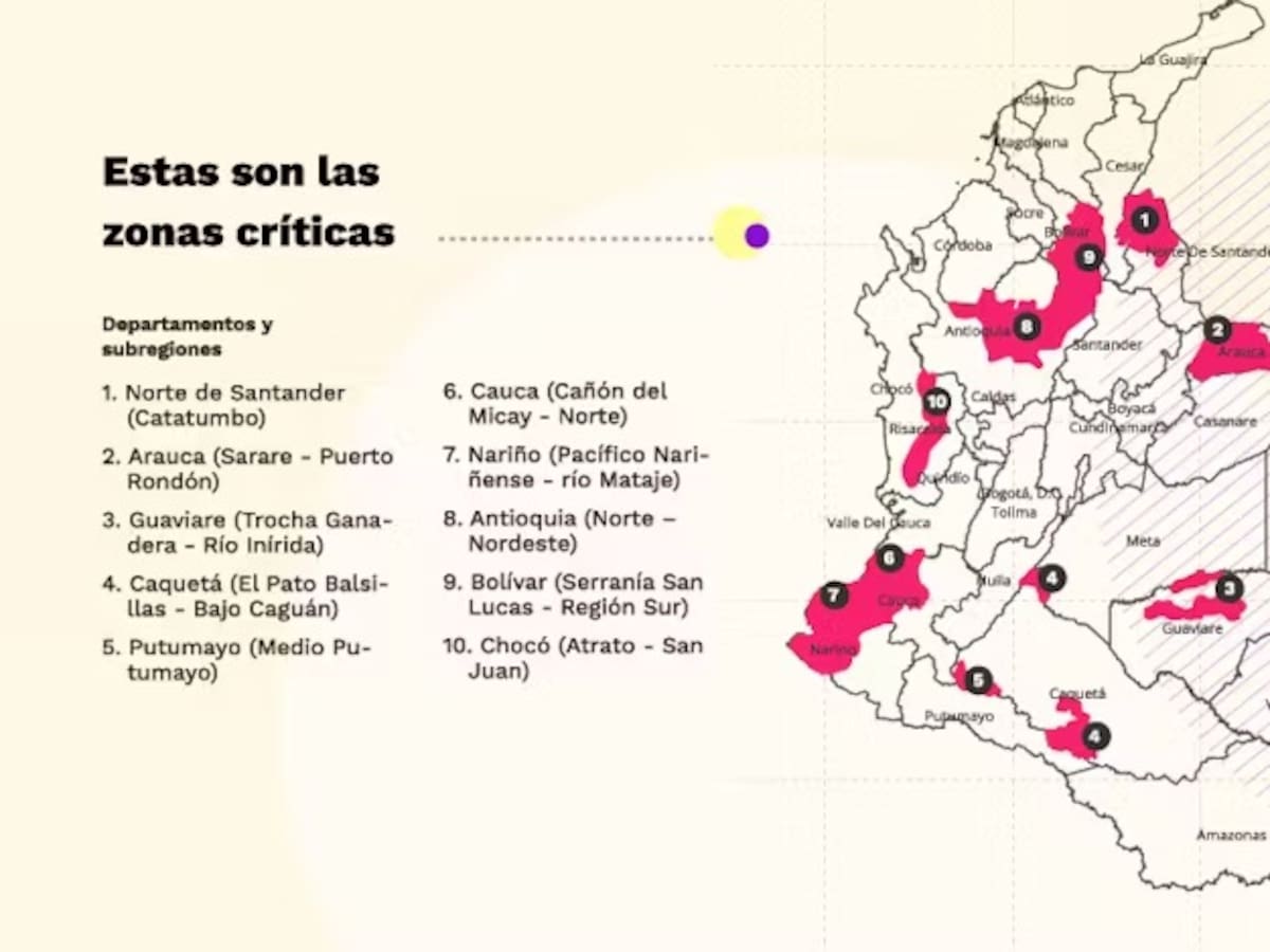 Las 10 zonas críticas en Colombia por disputas de grupos armados ilegales