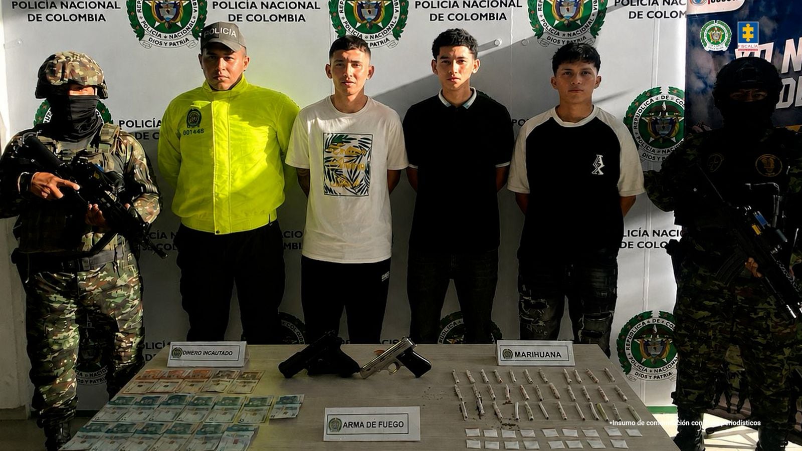 A la cárcel tres hombres señalados de tráfico de armas y estupefacientes en Cúcuta. / Foto: Fiscalía.