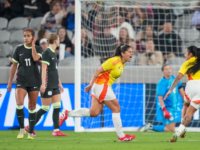 Catalina Usme, goleadora histórica de la Selección Colombia femenina, celebra un gol ante Australia. (Photo by Brad Smith/ISI Photos/Getty Images)