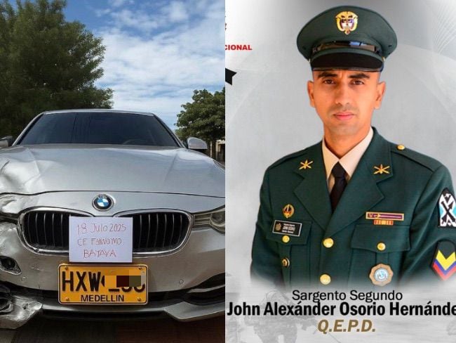 Sargento Osorio, asesinado en Tolemaida y el BMW implicado.