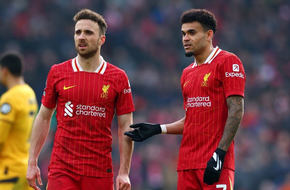 Diogo Jota y Luis Díaz durante un partido del LIverpool / Getty Images