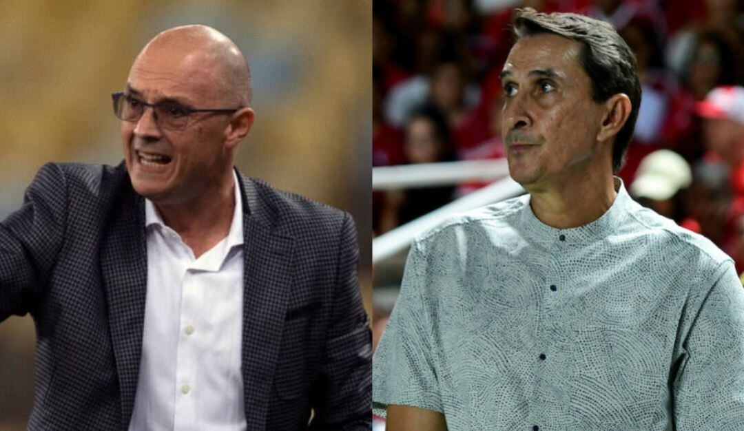 Alfredo Arias, DT del Deportivo Cali y Alexandre Guimarães, DT del América de Cali