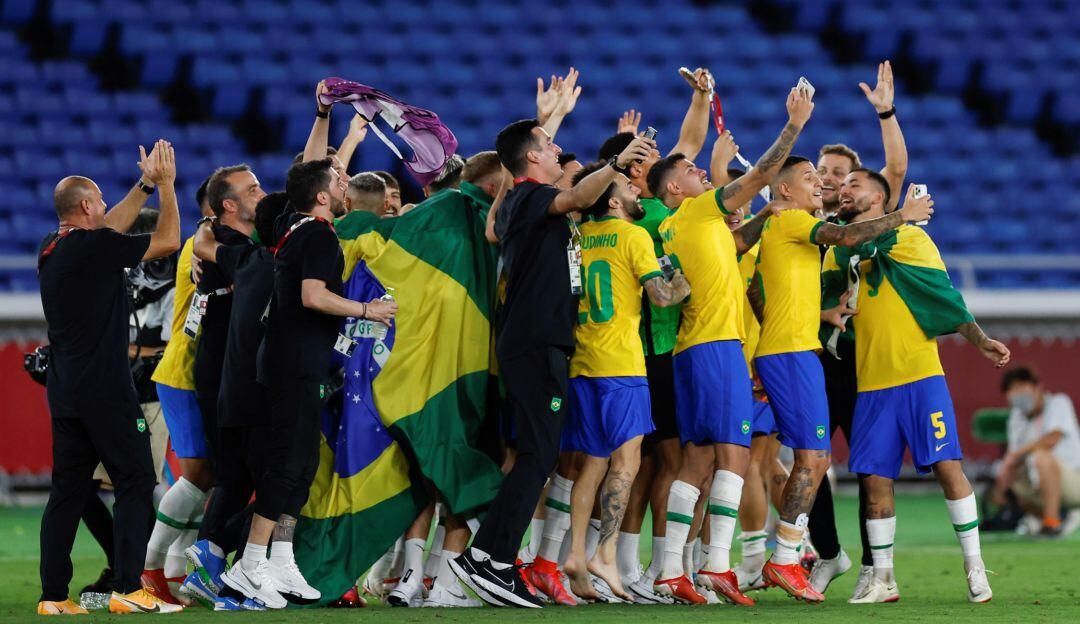 Brasil tras su victoria sobre España en los Juegos Olímpicos de Tokio 2020